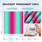 Tintnut Pink Blue Permanent Vinyl - 8 Sheets 12"x10"Gradient Adhesive Self Sticker, Ombre Glossy Self Sticker Water Proofing Vinyl Compatible with Cricut Or Silhouette