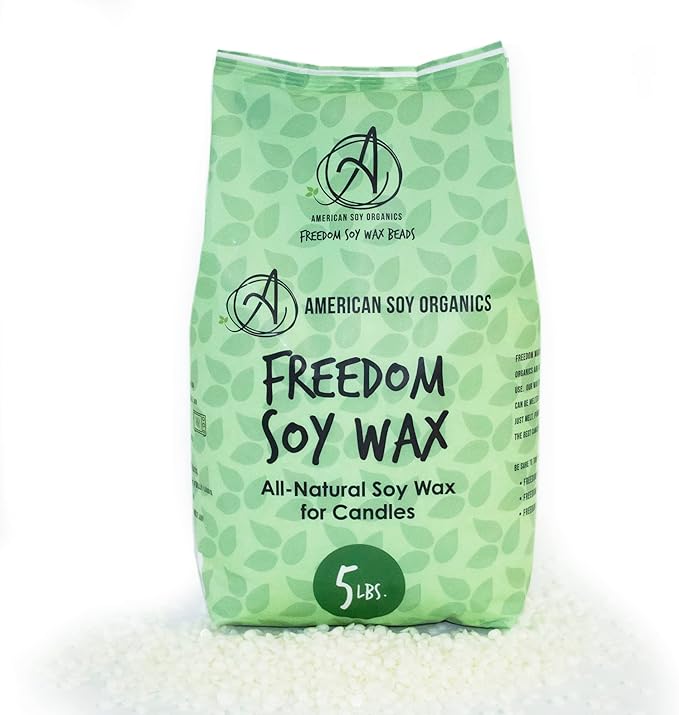 American Soy Organics Freedom Soy Wax Beads for Candle Making - Natural Candle Making Supplies - Paraffin-Free, Beeswax-Free Candle Wax for Container Candles, Tealights and Wax Melts, 5 lbs
