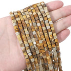 Natural Brown Picture Jasper Square Stone Beads 4x4mm 85pcs Cube Loose Semi Gemstone Beads for Jewelry Making Design