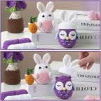 yhwsymgmho Crochet Kit for Beginners:2pcs Animals Crochet Starter Kits with Step-by-Step Video Tutorials,Easy Knitting Set for Adults Kids,DIY Crocheting Doll Gift(Thanksgiving Bunny and owl)