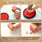 MotiMind 18 Pcs Animal Footprints Wood Stamps Set Wooden Rubber Holiday Stamps for Card Making Decoration and Scrapbooking Supplies