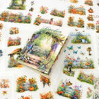 Transparent Garden Flower Stickers for Scrapbooking, 20 Sheets Precut PET Journal Stickers Book for Journaling Supplies, Card Making, Junk Journal, Scrap Book, Bujo, DIY Crafts Arts