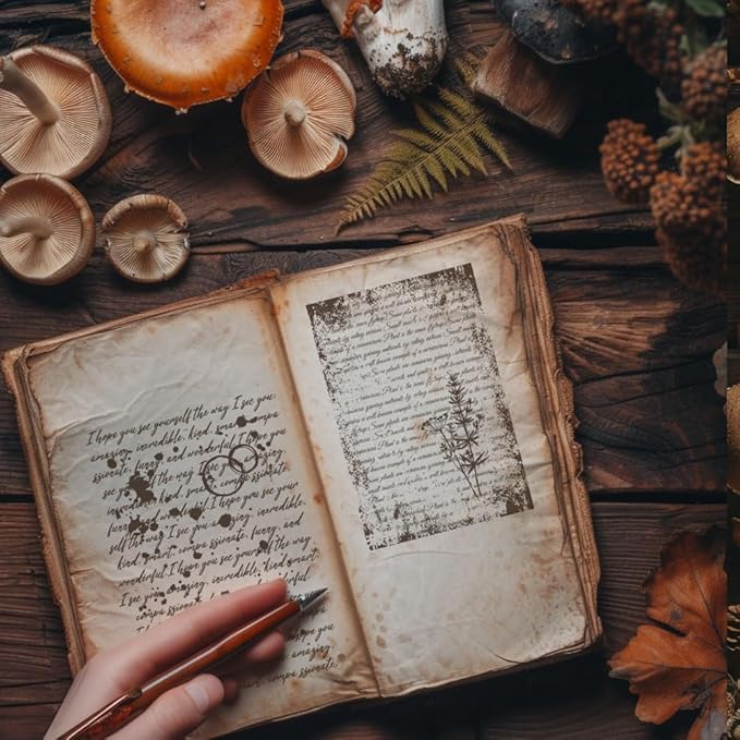 GLOBLELAND Vintage Text Background Clear Stamps for Cards Making Retro Flowers Butterfly Clear Stamp Seals 5.83x8.27inch Transparent Stamps for DIY Scrapbooking Photo Album Journal Home Decoration