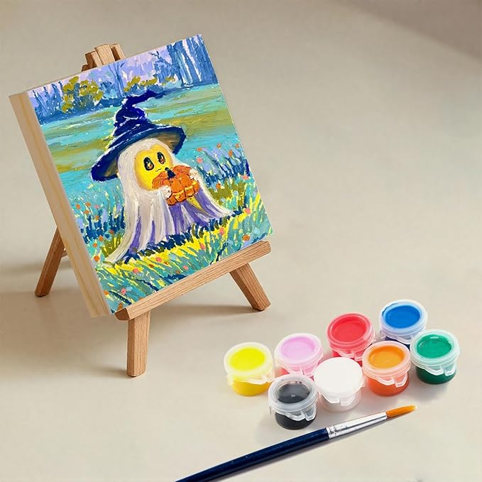 8 Pack 6 x 6 inch Wood Panel Boards,Unfinished Wood Frames for DIY Art Projects, Square Canvas for Painting, Pouring, Arts Use with Oils, Fall Halloween Decorations Panel Canvas