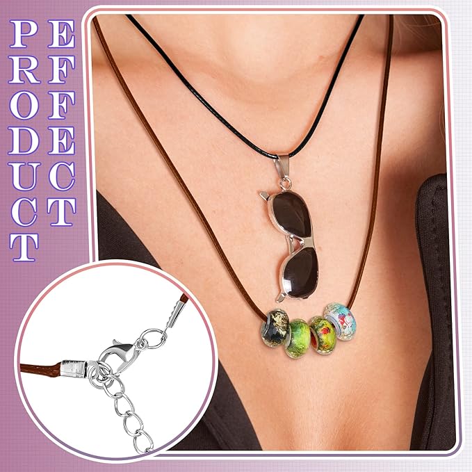 Tudomro 100 Pieces 20 Inch Waxed Leather Necklace Cord Bulk with Clasp Colorful Necklace Bracelet Chains String Rope Cord for Jewelry Making Pendants Charms(Rainbow Color)