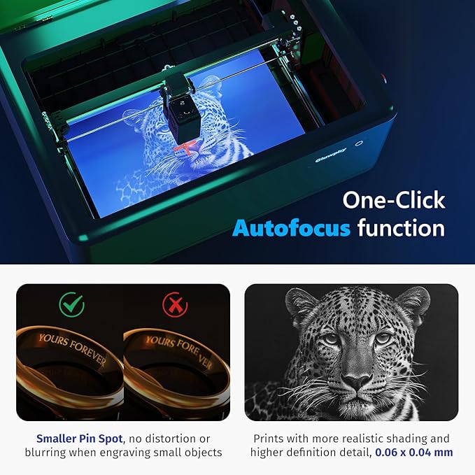 Gluwphy Laser Engraver Machine 10000mW(10W) Enclosed Diode Laser Cutter for Beginner, Class 1 Safety Laser Engraving Machine for Wood, Metal, Acrylic, with Air Assist, Honeycomb, Air Filter, Black