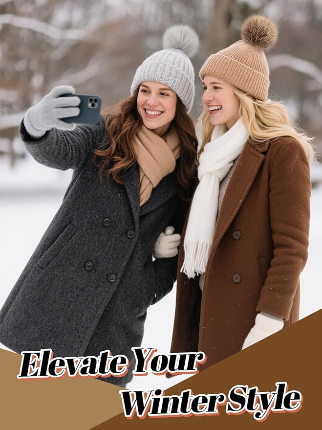 5in Large Fluffy Pom Poms Crochet Accessories - 10pcs Faux Fur Pompom Balls Knitting Accessories for Hats, Beanies, Shoes, Scarves, Gloves, Bags, Keychains Charms (Black/Brown/Grey/Pink)