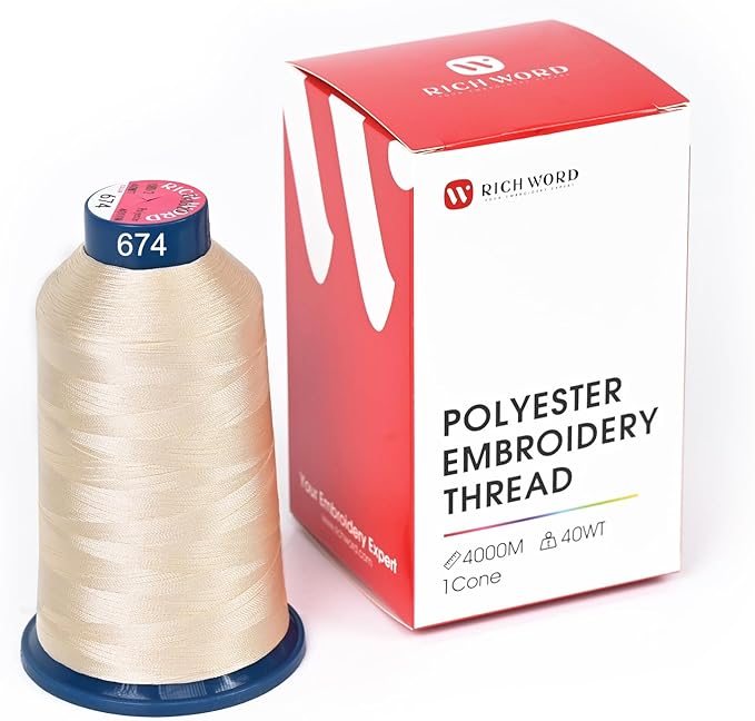 Richword Selected Yellow Embroidery Thread 4000M(4374Y) 40WT Polyester Thread 100 Colors Selected for Commercial Multi Needles and Single Needle Embroidery Machine 0674