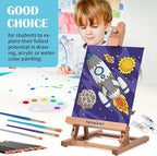 Falling in Art Tabletop Easel Set, Portable Wooden Art Easel Painting Kits for Kids, Easel for Painting Canvases, Including 12 Colors Acrylic Paints, 10 Paintbrushes and 4 Canvas Panels, Yellow