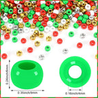 UPINS Christmas Pony Beads, 1200Pcs Red White Green Gold Silver Plastic Beads Christmas Necklace Hair Beads Crafts DIY