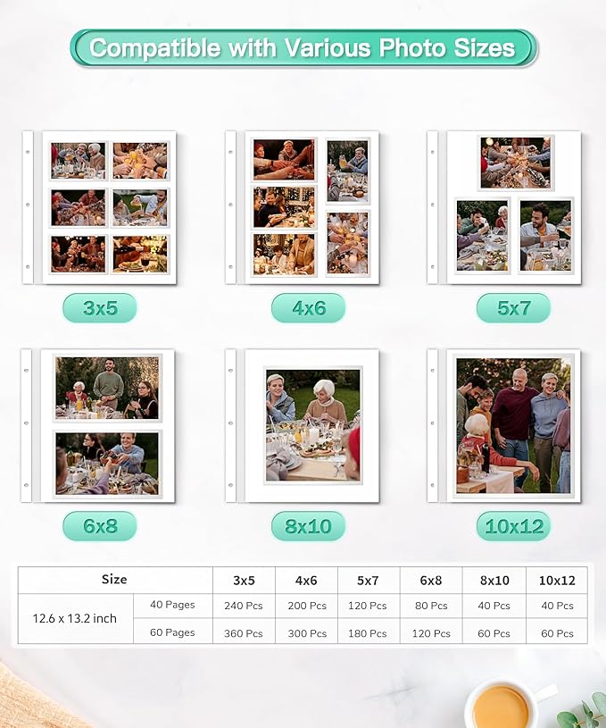 Popotop Photo Album Self Adhesive Scrapbook Album for 4x6 5x7 8x10 Pictures DIY Photo Book as Scrapbooking Supplies Kits, Birthday Gifts for Women Mom Wedding Baby Family Travel