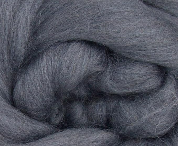 Revolution Fibers Merino Wool Combed Top | 1 lb Premium Wool Roving | 22 Micron, Best Merino Wool for Spinning, Tapestry, Needle Felting, Big Yarn Roving and Wall Hangings (Granite)