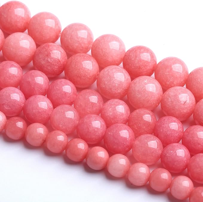 12MM 30PCS Natural Stone Pink Jade Beads Rhodochrosite Chalcedony Beads for Jewelry Making DIY Bracelet 1 Strand