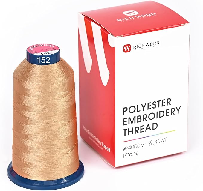 Richword Brown Embroidery Thread 4000M(4374Y) 40WT Polyester Thread 100 Colors Selected for Commercial Multi Needles and Single Needle Embroidery Machine 0152