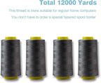 Dark Gray Serger Thread, All-Purpose Thread for Sewing, Polyester, 4 Cones of 3000 Yards Each Spool for Sewing Machine