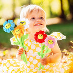 10 Pcs Plush Smile Flower Stuffed Bendable Stems Plush Bouquet Toy Soft Flower 12.6 Inch for Christmas 2025 Mother's Day Girl Girlfriend Wife(Elegant Style)