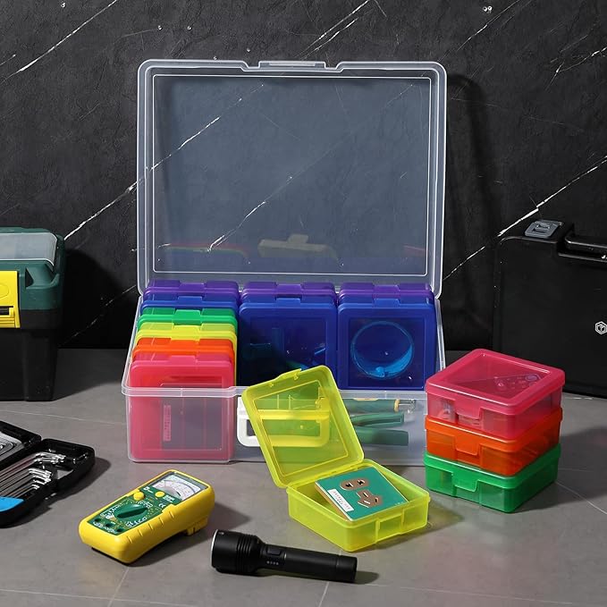 Plastic Storage Box Arts & Crafts Storage Boxes & Organizers With Large Storage Box Small Rectangular Plastic Container For Craft Storage (18 Pack Small -Color)