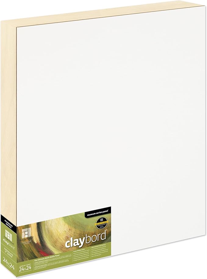 Ampersand Art Supply Wood Painting Panel: Museum Series Claybord, 24" x 24", 2" Cradled Profile