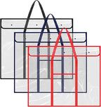 3 Pack Large Poster Storage Bag, 25.5" x 31.5" Bulletin Board Holder Art Portfolio Case PVC Art Portfolio Container Bulletin Board Storage Box with Pocket for Classroom Teacher Organization (Blue/Blac