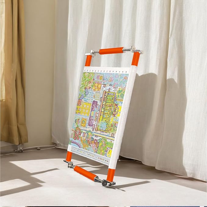 Couple Embroidery Art Embroidery Clip Frame Cross Stitch 4 Slot Presser Heavy Duty Embroidery Bandage Embroidery Frame Needlepoint Frame Embroidery Scroll Frame Embroidery Frames (Orange)