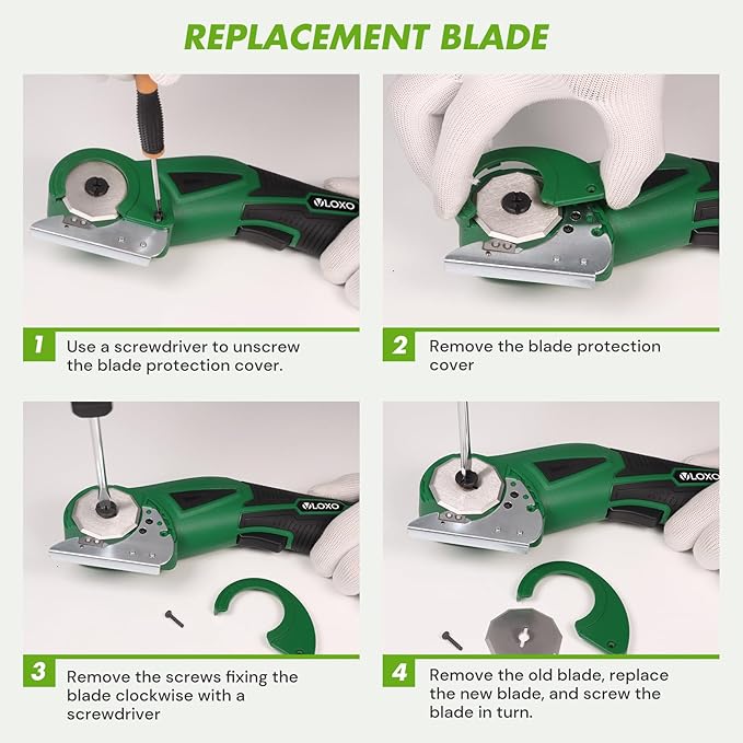 VLOXO Cordless Electric Scissors Upgraded, 4V Electric Cardboard Cutter Rechargeable Fabric Mini Cutter Rotary Multi-Cutting Power Tool with Safety Lock & LED Light for Carpet Leather Felt Storage Box