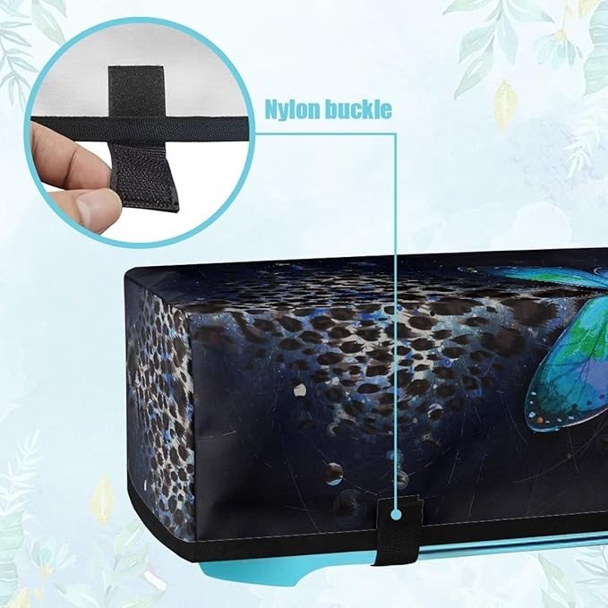 Binienty Leopard Print and Butterfly Dust Cover for Scrapbooking Die-Cut Machines Polyester Cutting Machine Maker Cover with 3 Pockets for Home Accessories Organizer