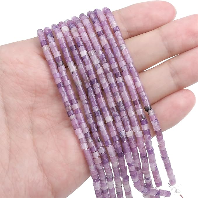 Natural Light Amethyst Spacer Beads Caps Flat Round Loose Beads for Beading Jewelry Making 3mmx2mm 38cm