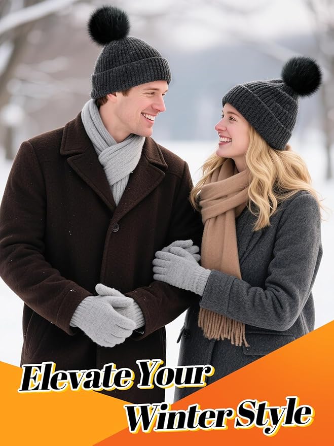 5in Large Black Fluffy Pom Poms Crochet Accessories - 10pcs Faux Fur Pompom Balls Knitting Accessories for Hats, Beanies, Shoes, Scarves, Gloves, Bags, Keychains Charms