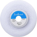 Simthread All Purpose Sewing Thread from 100% Spun Polyester for Serger, Overlock, Merrow, Quilting Sewing 4 Big Cones of 5000M (5500 Yards) Each - 40S/2 White