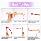 JSRQT Punch Needle Tool Set,Punch Needle Starter Kit,Adjustable Wooden Needle Punch,Rug Hooking Beginner Kit for Adults Beginner Embroidery