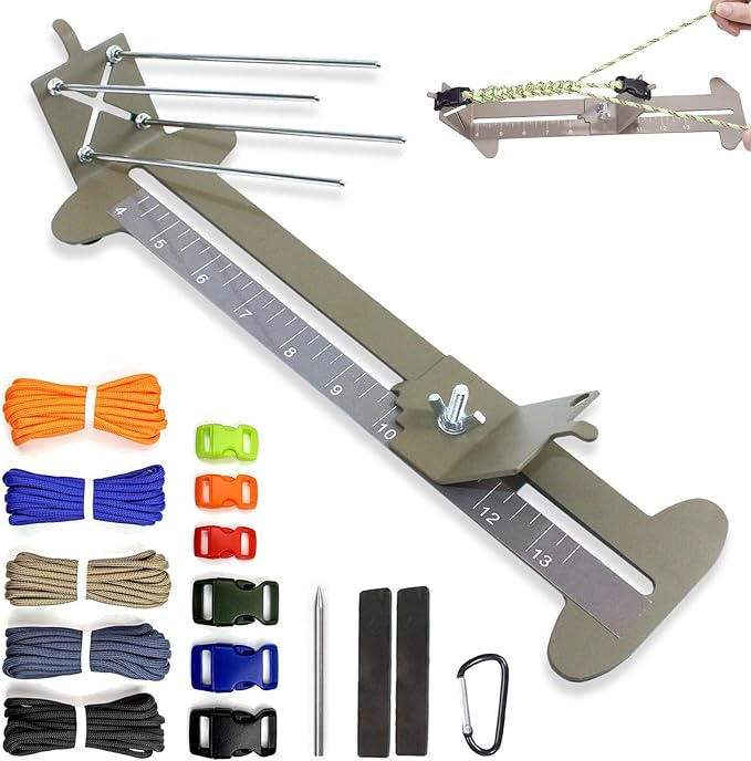 Paracord Bracelet Jig Dog Collar Jewelry Loom Accessoies Making Kit Tools with Colorful 5 Cords and 6 Buckles Bracelet Length 4" to 13" (Gray)