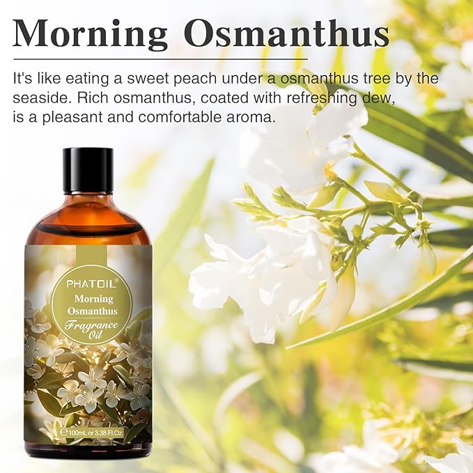 PHATOIL Morning Osmanthus Fragrance Oils for Aromatherapy, 3.38FL.OZ Diffuser Oils for Home, Perfect for Aromatherapy, Humidifiers, Yoga, DIY Candle and Soap Making - 100ml