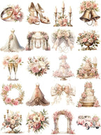 TIAMECH Wedding Lover Paper Stickers - 72 Pcs Bride Couple Rings Party Cake Design, Waterproof Sticker for Journaling & Scrapbooking, Junk Journal Supplies, Ephemera & DIY Crafts