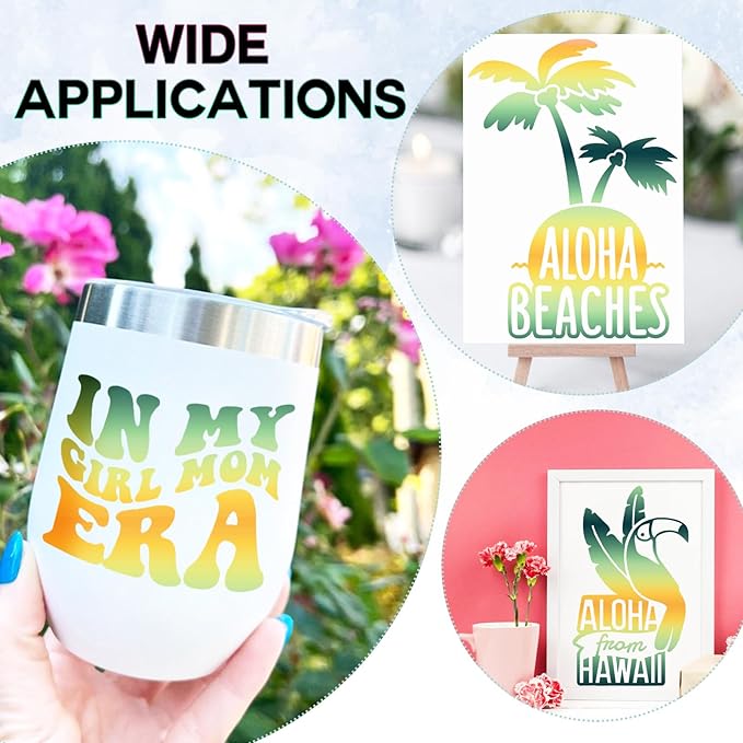 Tintnut Orange Green Yellow Permanent Vinyl - 8 Sheets 12"x10" Permanent Adhesive Vinyl for Cutting Machine,Home Decor Self Sticker