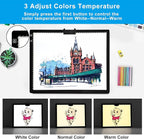 A3 LED Light Pad with Carry Bag, TOHETO Wireless Rechargeable Light Board with Stand and Top Magnetic Clip 3 Colors Stepless Dimmable 6 Levels Brightness Light Box for Diamond Painting Weeding Vinyl