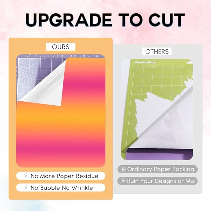 Tintnut Orange Pink Permanent Vinyl - 8 Sheets 12"x10" Gradient Adhesive Self Sticker, Ombre Glossy Self Sticker Water Proofing Vinyl Compatible with Cricut Or Silhouette