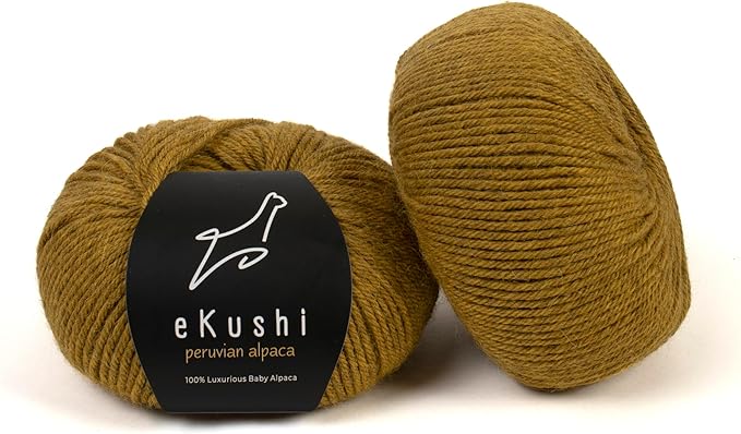 100% Baby Alpaca Yarn for Knitting & Crocheting - Set of 2 Skeins of Premium Yarn DK - Lightweight, Hypoallergenic & Thermal Peru Made - Ideal for Delicate Projects (M035 - Mustard)