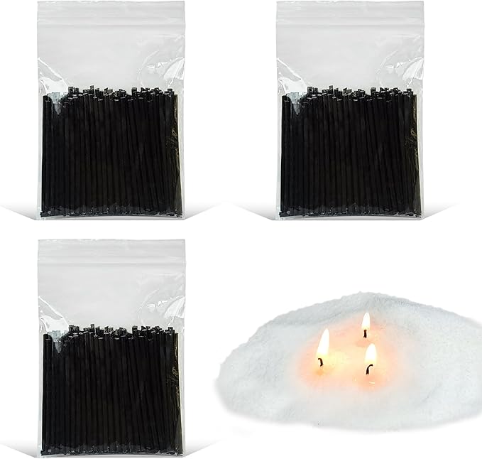 2" Black Cotton Candle Wicks 300 Pack – Metal-Free & Lead-Free for Pearled Candles Sand Wax Extra Refill, DIY Candle Making