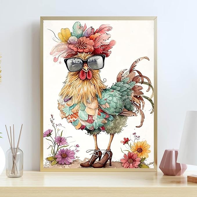 Lzyueyuan Chicken Stamped Cross Stitch Kits for Adults Beginner, Animal Cross Stitch Ornament Kits Counted Embroidery Needlepoint Kits Home Decor 11.8X15.7inch