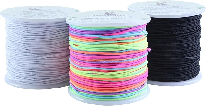 KONMAY 1.0mm Stretchy Bracelet String, 150 Yards Durable Mixed Elastic Cord for Jewelry Making, Beading, Necklaces, DIY Crafts, and Sewing Projects