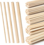 100 Pieces Wooden Dowel Rods Assorted Sizes Wooden Dowels 1/8, 3/16, 1/4, 5/16, 3/8 x 6 Inch Wood Craft Dowel Rods for Crafts and DIY