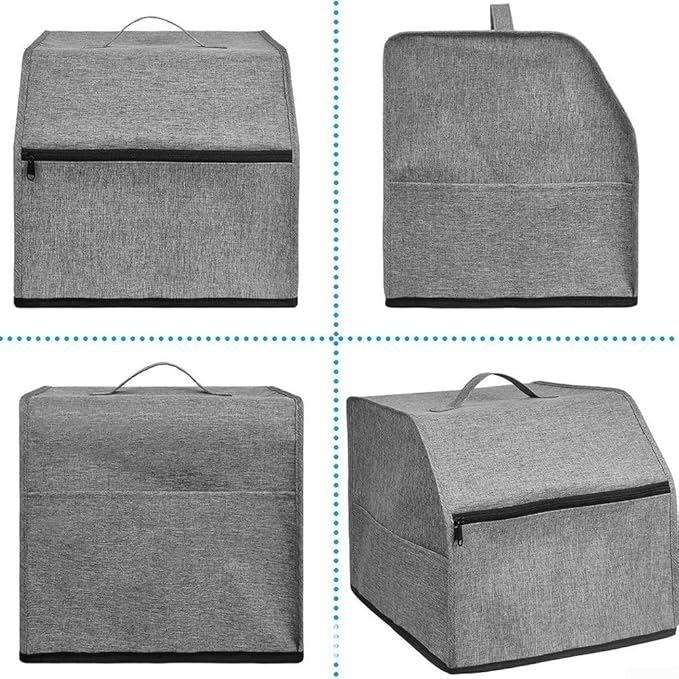 Overlock Sewing Machine Cover with Oxford Cloth and Multiple Storage Pockets, Protective Dust Shield for Serger or Overlock Machine, Fits 31.5 x 29 x 28.5 cm, Simpleto Clean for Home Sewing(Grey)