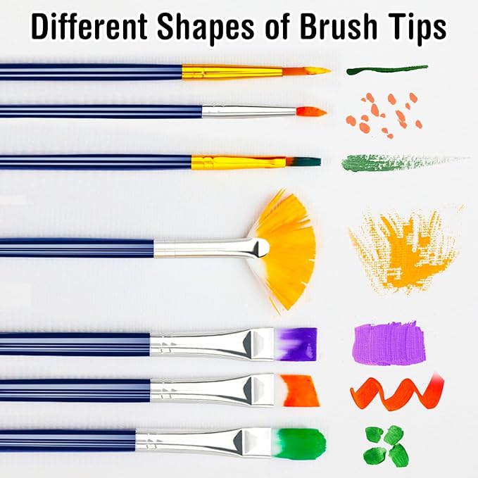 Paint Brushes Set, 20PCS Painting Brushes Different Types of Brushes for Acrylic Paint, Watercolor, Oil, Paint Brushes Bulk for Nail, Face Art, Craft, Rock Painting and School Project