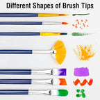 Paint Brushes Set, 20PCS Painting Brushes Different Types of Brushes for Acrylic Paint, Watercolor, Oil, Paint Brushes Bulk for Nail, Face Art, Craft, Rock Painting and School Project