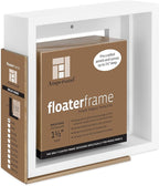 Ampersand Art Supply Floaterframe Readymade Frame for Flat and 7/8" Deep Wood Panel and Canvas Artwork, Paintings, Prints, and More, 6"x6", White Bold