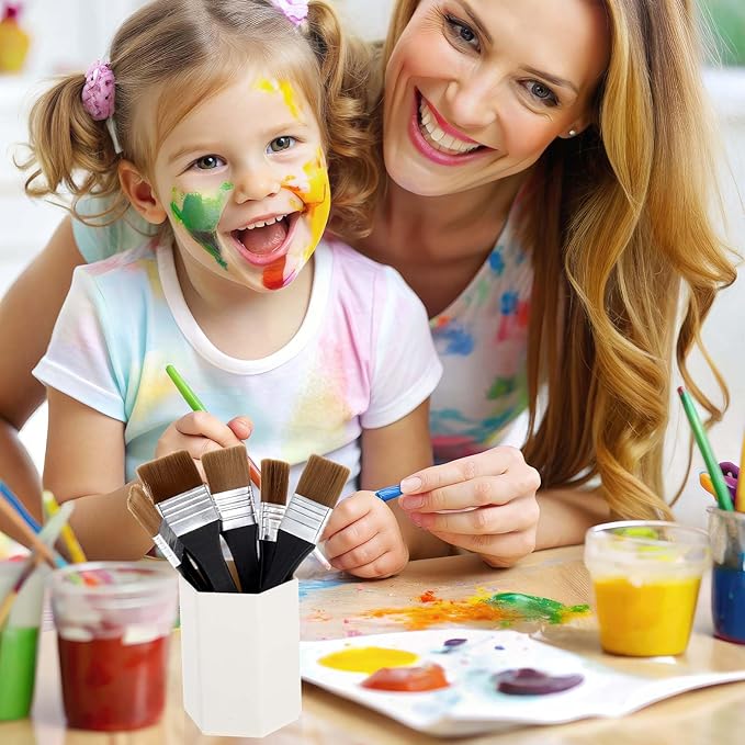 5 Pcs Wide Flat Paint Brushes, Art Brushes for Acrylic Painting Soft Painting Brushes Assorted Sized Craft Brushes Nylon Chip Brushes Artist Varnish Brush Art Paintbrush Sets for Oil Canvas Gesso