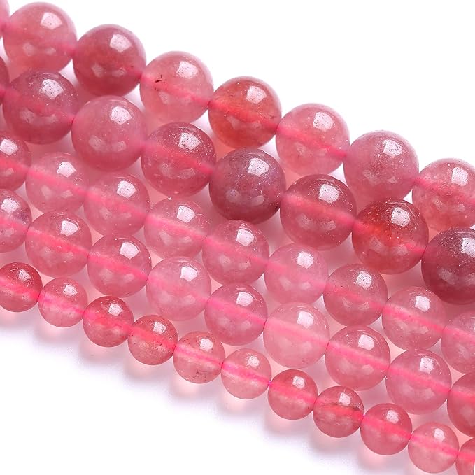 8MM 46PCS Natural Strawberry Quartz Crystal Jade Spacer Loose Beads for Jewelry Making DIY Bracelet Necklace