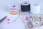 KONMAY 3 Rolls 1.5mm Rubber Elastic Cord, 99 Yards Mixed Stretchy Bracelet Strings for Necklace, Beading, Jewelry Making and Crafting