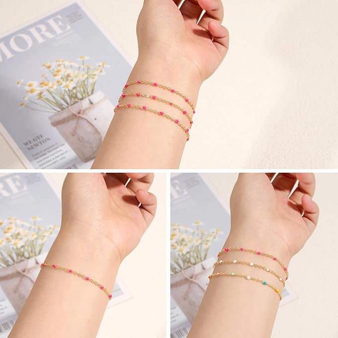 16.4 Feet Gold Plated Chains for Jewelry Making Rose Beaded Stainless Steel Chain Spool Cross Cable Link Chains Bulk with Lobster Clasps and Jump Rings