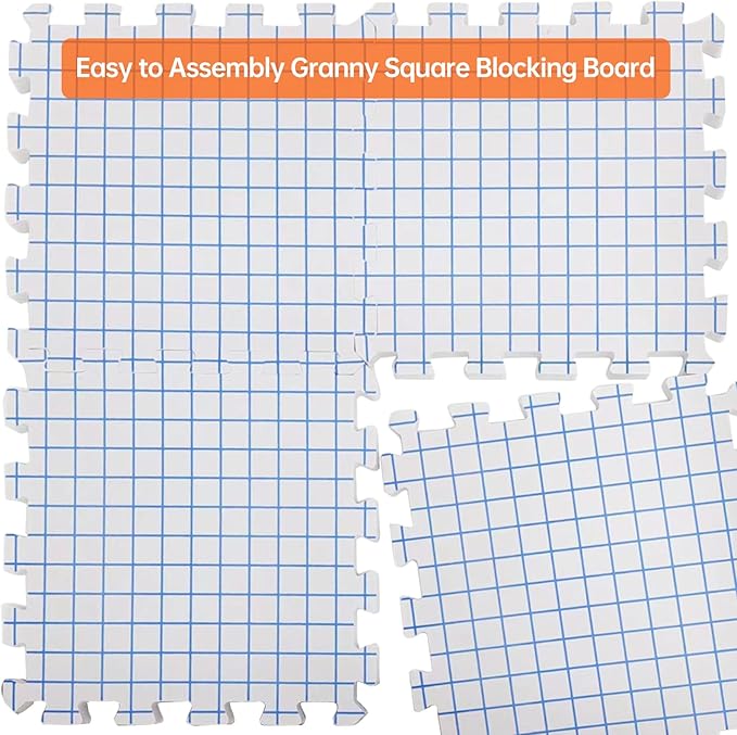 Iswabard Blocking Mats for Knitting & Crochet Projects Crochet Blocking Board 9 Pack, Thickness 0.7 inches,150 T-Pins and 1 Storage Bag, Blocking Board for Crocheting Knitting Blocking Mats and Pins